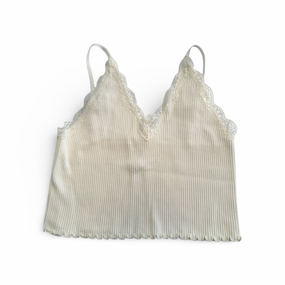Love Tree Off White Lace Trim Cropped‎ Cami Girls Large